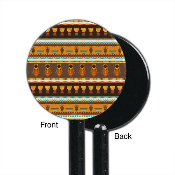 African Masks Black Plastic 5.5" Stir Stick - Single Sided - Round - Front & Back