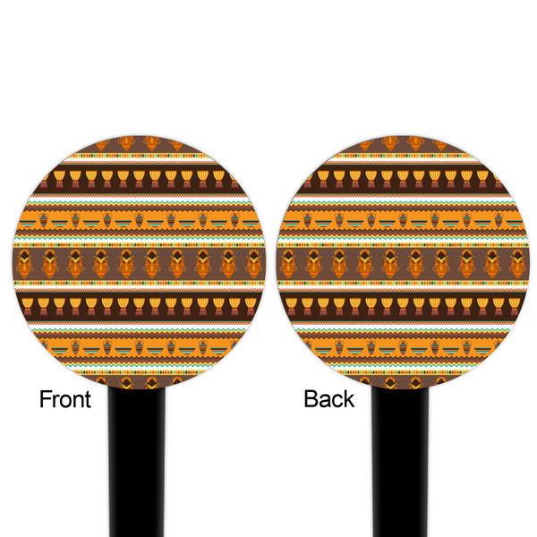 African Masks Black Plastic 6" Food Pick - Round - Double Sided - Front & Back