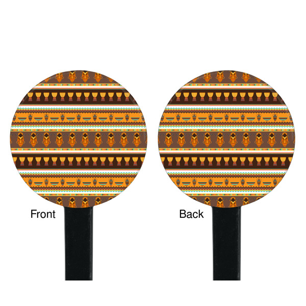 African Masks Black Plastic 7" Stir Stick - Double Sided - Round - Front & Back