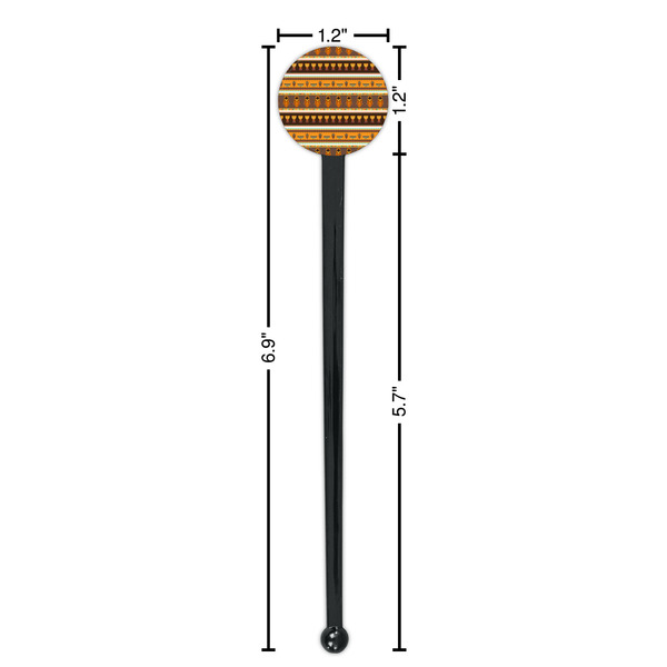 African Masks Black Plastic 7" Stir Stick - Round - Dimensions