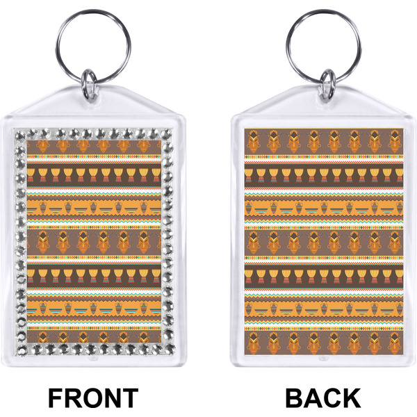 African Masks Bling Keychain (Front + Back)