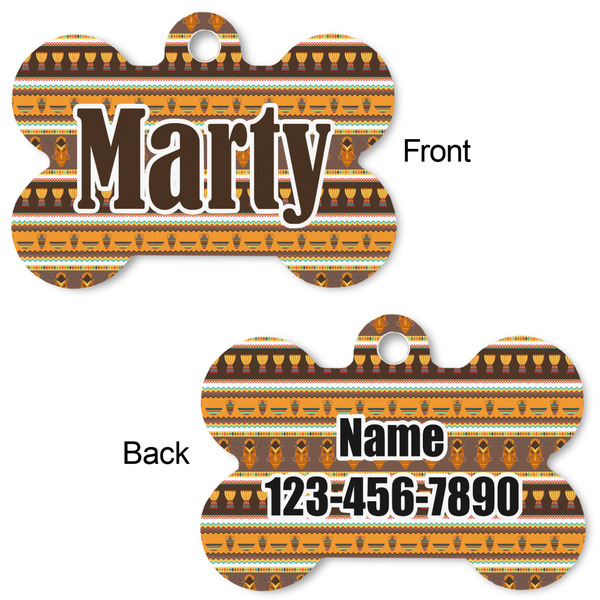 African Masks Bone Shaped Dog ID Tag - Large - Approval
