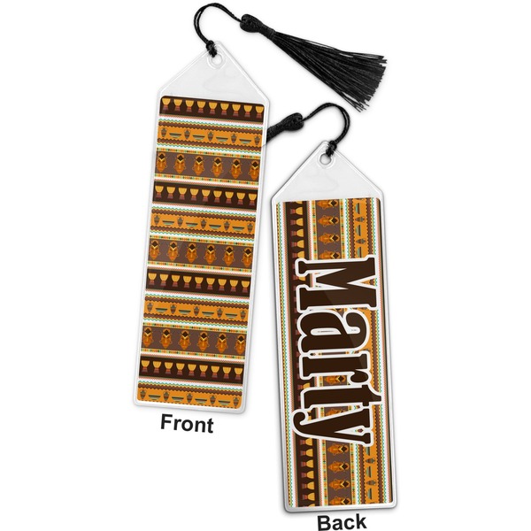 African Masks Bookmark with tassel - Front and Back