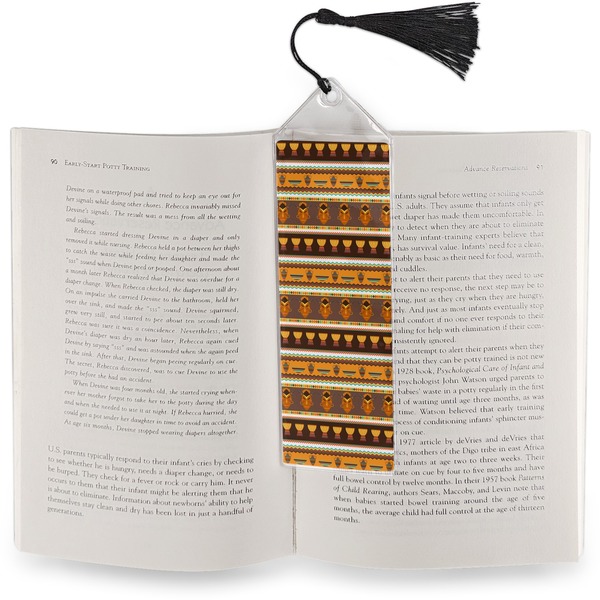 African Masks Bookmark with tassel - In book