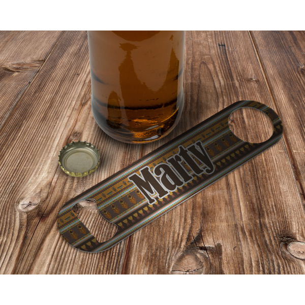 African Masks Bottle Opener - In Use