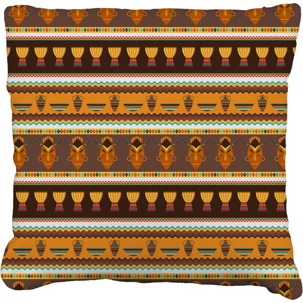 Custom African Masks Faux-Linen Throw Pillow 18"