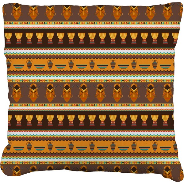 Custom African Masks Faux-Linen Throw Pillow 26"