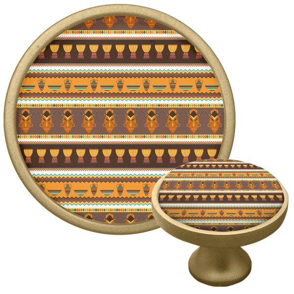 African Masks Cabinet Knob - Gold - Multi Angle
