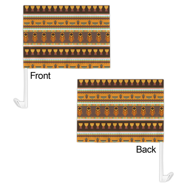 African Masks Car Flag - 11" x 8" - Front & Back View