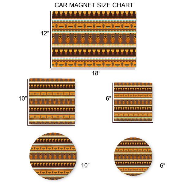 African Masks Car Magnets - SIZE CHART