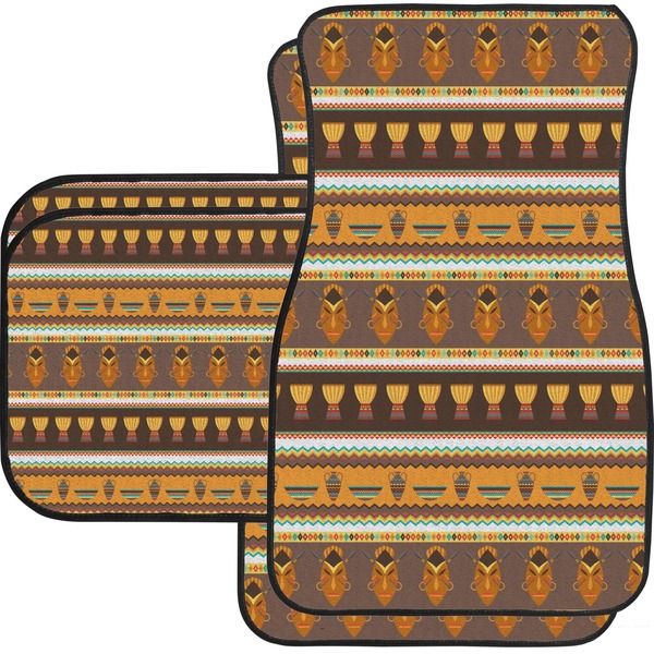 Custom African Masks Car Floor Mats Set - 2 Front & 2 Back