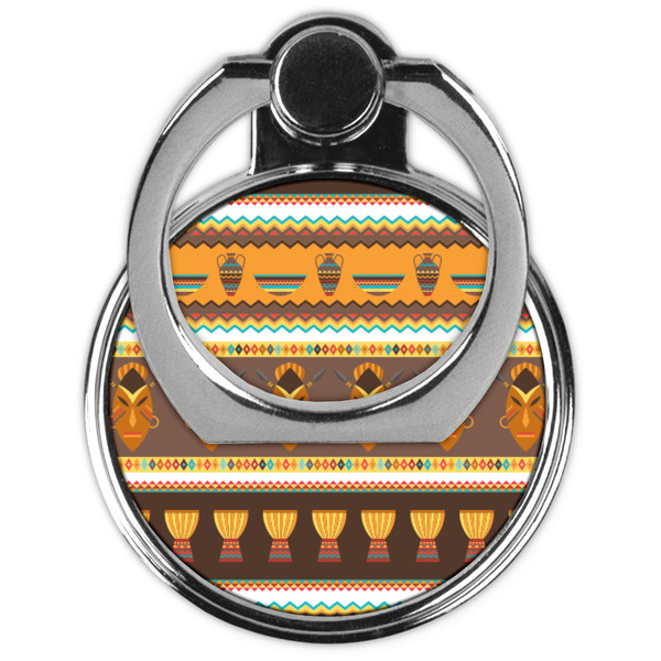 African Masks Cell Phone Ring Stand & Holder - Front (Collapsed)