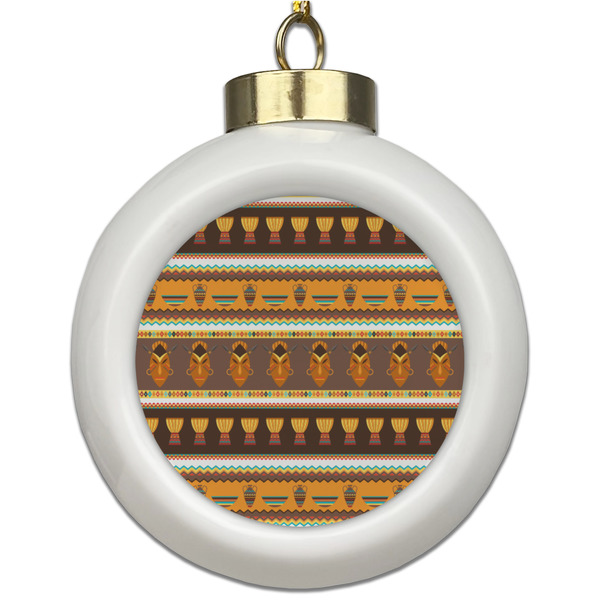 Custom African Masks Ceramic Ball Ornament
