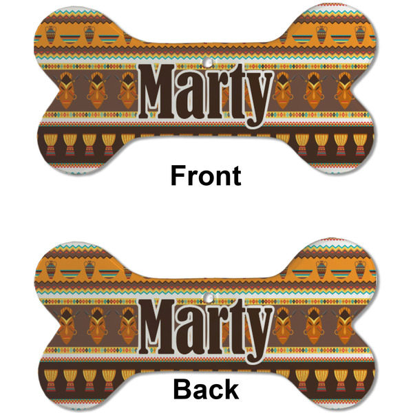 African Masks Ceramic Flat Ornament - Bone Front & Back (APPROVAL)