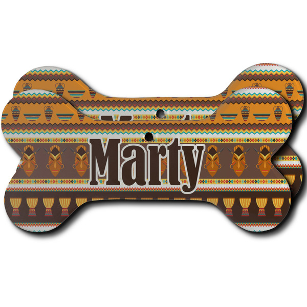 Custom African Masks Ceramic Dog Ornament - Front & Back