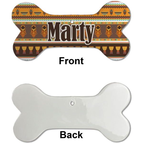 African Masks Ceramic Flat Ornament - Bone Front & Back Single Print (APPROVAL)