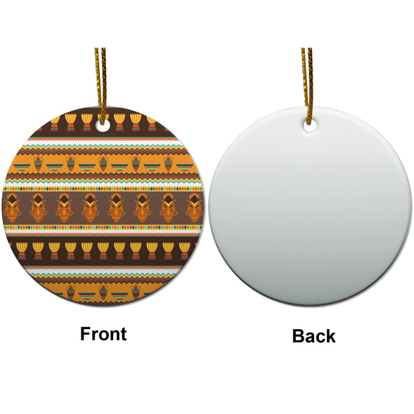 African Masks Ceramic Flat Ornament - Circle Front & Back (APPROVAL)