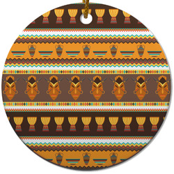 African Masks Round Ceramic Ornament