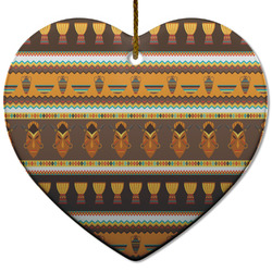 African Masks Heart Ceramic Ornament