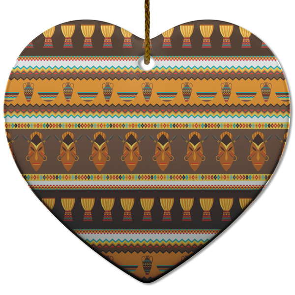 Custom African Masks Heart Ceramic Ornament