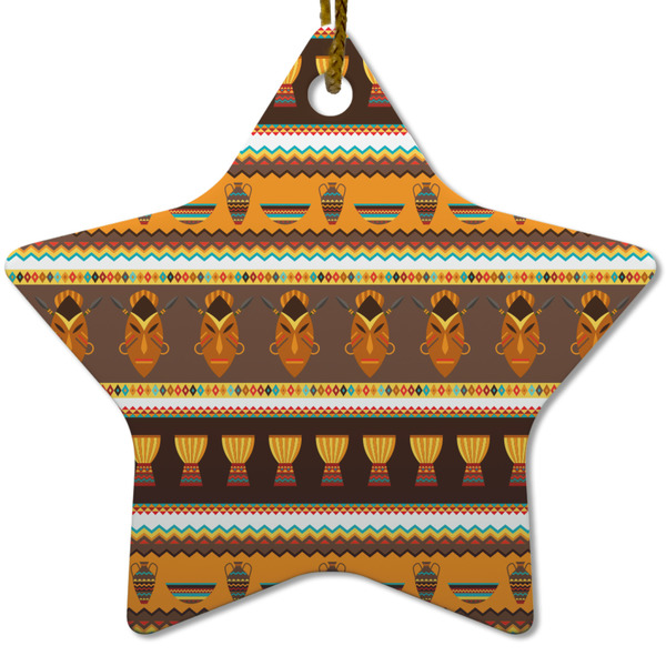 Custom African Masks Star Ceramic Ornament