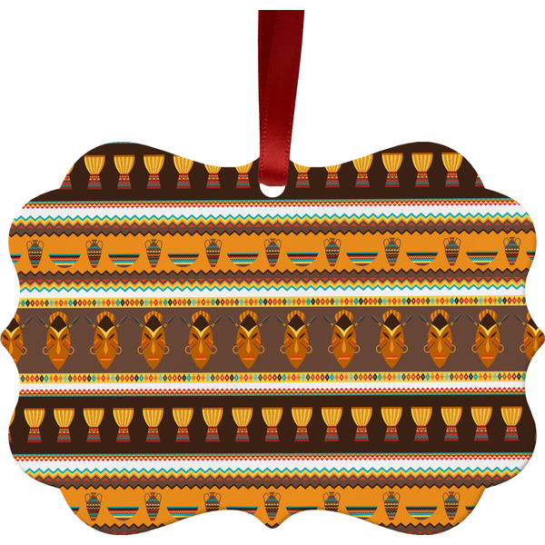 Custom African Masks Metal Frame Ornament - Double Sided