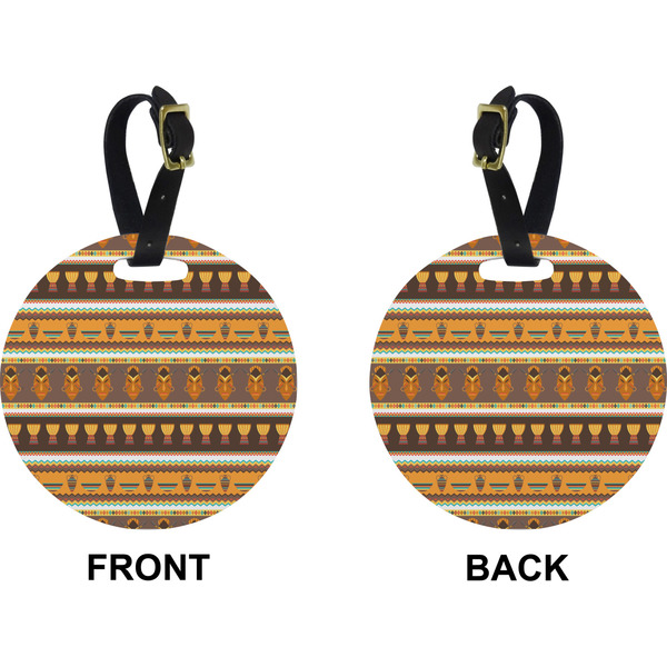 African Masks Circle Luggage Tag (Front + Back)