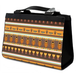 African Masks Classic Tote Purse w/ Leather Trim
