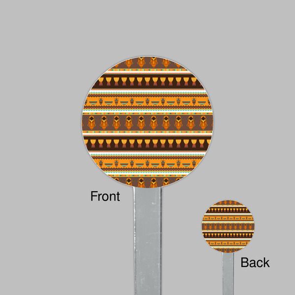 African Masks Clear Plastic 7" Stir Stick - Round - Front & Back