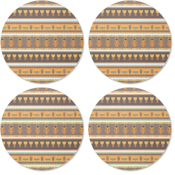 African Masks Coaster Round Rubber Back - Apvl