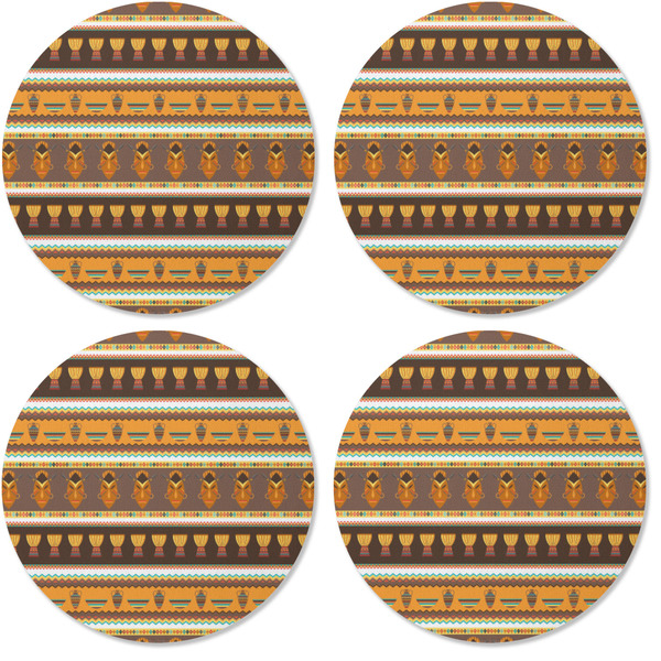 African Masks Coaster Round Rubber Back - Apvl