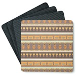 African Masks Square Rubber Backed Coasters - Set of 4