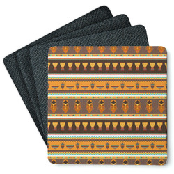 African Masks Square Rubber Backed Coasters - Set of 4