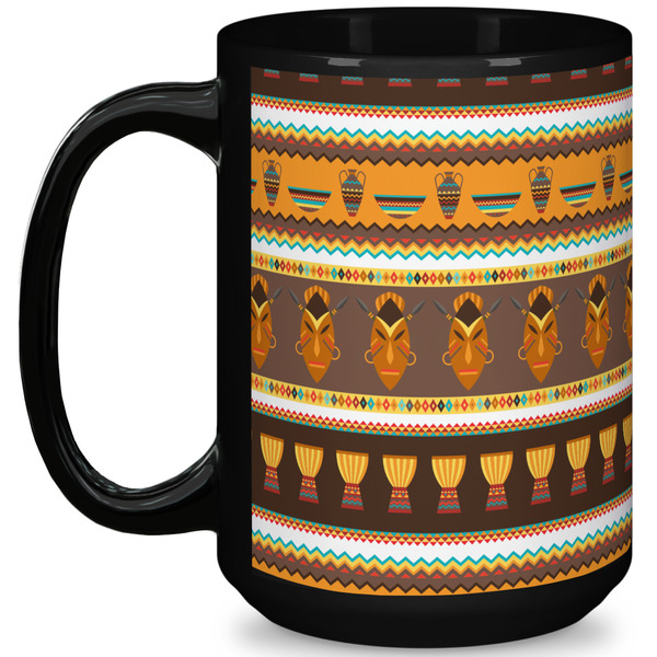 Custom African Masks 15 Oz Coffee Mug - Black