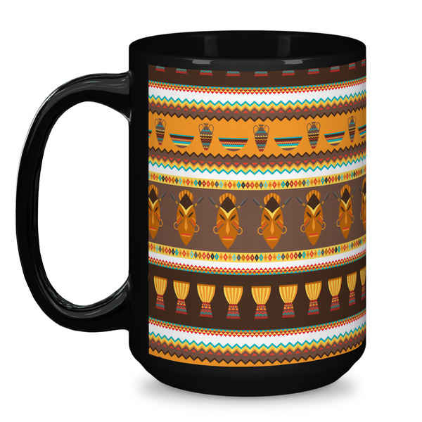African Masks Coffee Mug - 15 oz - Black
