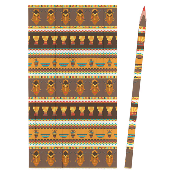 African Masks Colored Pencils - Front View