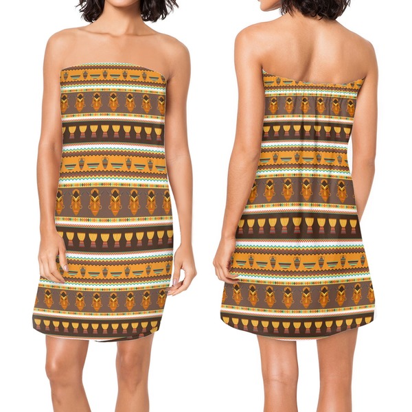 African Masks Custom Bath Wrap - Front & Back View