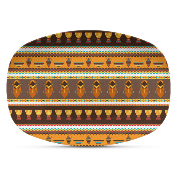 Custom African Masks Plastic Platter - Microwave & Oven Safe Composite Polymer