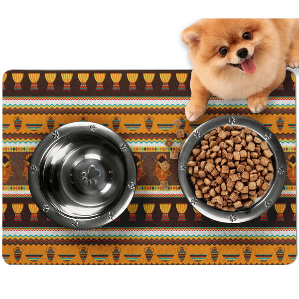 Custom African Masks Dog Food Mat - Small