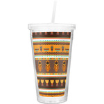 African Masks Double Wall Tumbler with Straw