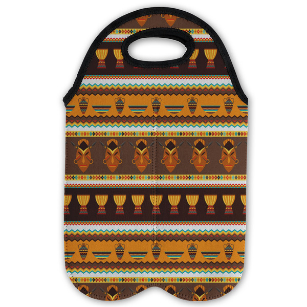 African Masks Double Wine Tote - Flat (new)