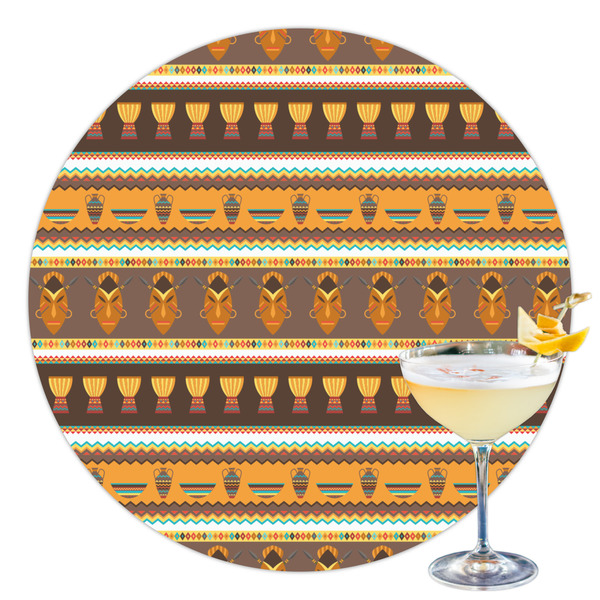 Custom African Masks Printed Drink Topper - 3.5"
