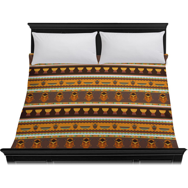 African Masks Duvet Cover - King - On Bed - No Prop