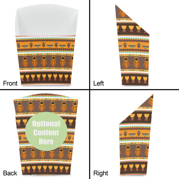 African Masks French Fry Favor Box - Front & Back View