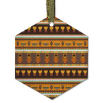 African Masks Flat Glass Ornament - Hexagon
