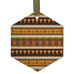 African Masks Flat Glass Ornament - Hexagon