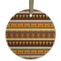 African Masks Flat Glass Ornament - Round