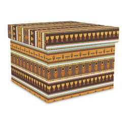 African Masks Gift Box with Lid - Canvas Wrapped - Large