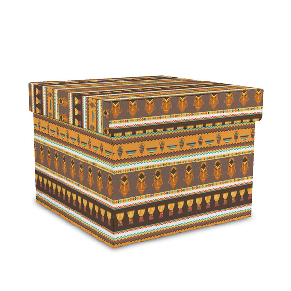 Custom African Masks Gift Box with Lid - Canvas Wrapped - Medium