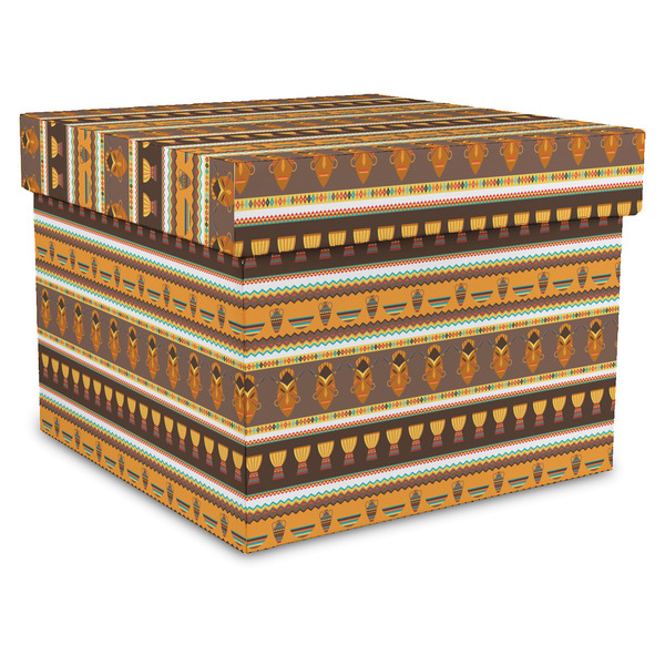 Custom African Masks Gift Box with Lid - Canvas Wrapped - X-Large